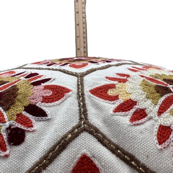 Bella Lux Pillows Crewel Flower Trellis 14 x 14 Design Autumn Fall Colors Set of - Picture 8 of 8